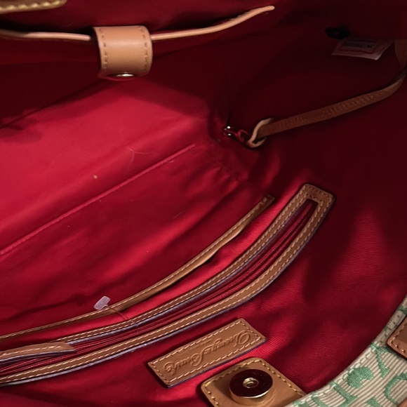 Gentle Used Dooney & Bourke shoulder bag Yellow/Green with brown trimming - Picture 7 of 10